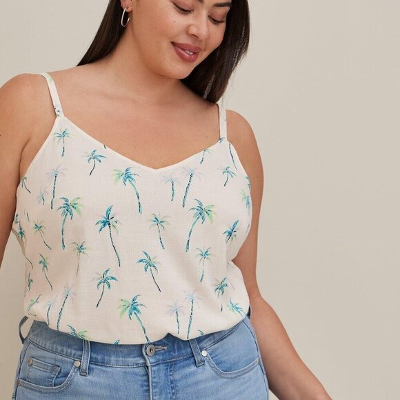 TORRID Women's Pink Palms Ava Rayon Slub Cami Tank Top Size 4/4x - Picture 1 of 10